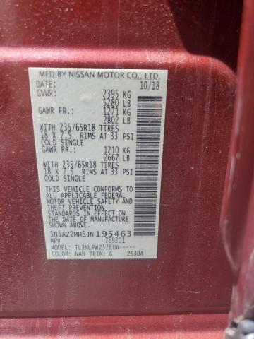 2018 NISSAN MURANO S 5N1AZ2MH6JN195463
