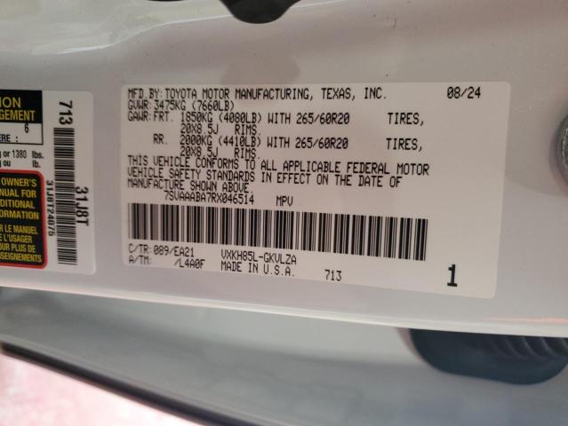 2024 TOYOTA SEQUOIA SR 7SVAAABA7RX046514