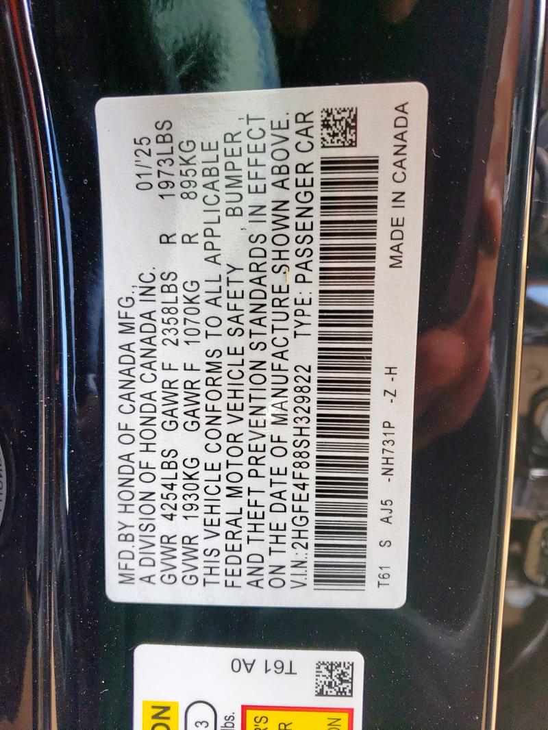 2025 HONDA CIVIC SPOR 2HGFE4F88SH329822