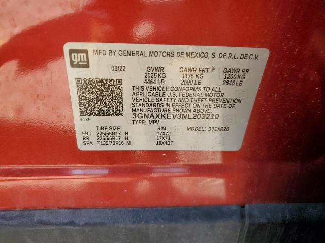 2022 CHEVROLET EQUINOX LT - 3GNAXKEV3NL203210