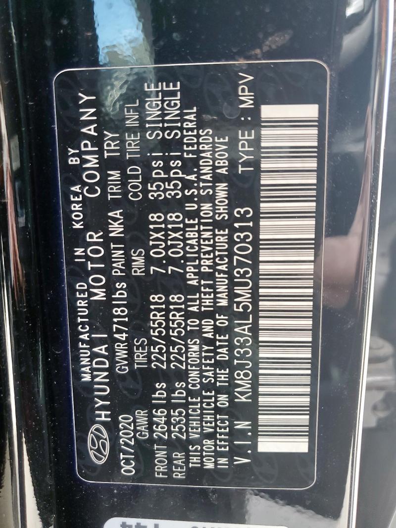 2021 HYUNDAI TUCSON LIM - KM8J33AL5MU370313
