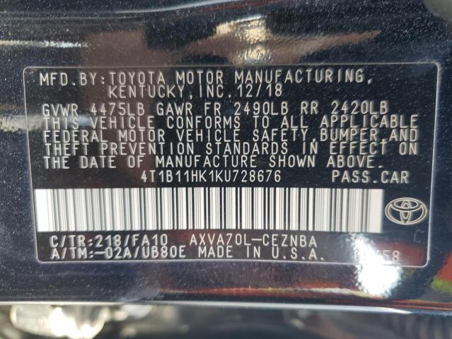 2019 TOYOTA CAMRY L - 4T1B11HK1KU728676