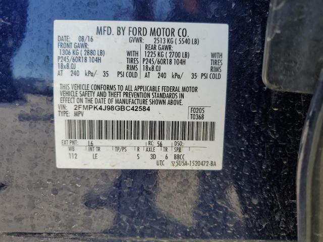 2016 FORD EDGE SEL - 2FMPK4J98GBC42584