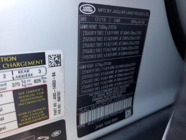 2018 LAND ROVER RANGE ROVE SALWG2RV5JA698707