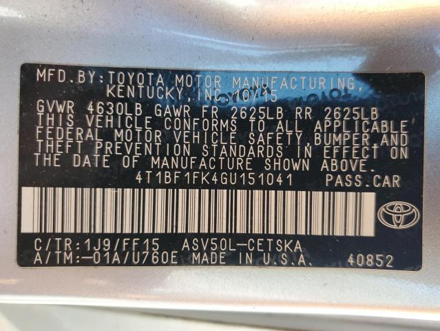 2016 TOYOTA CAMRY LE - 4T1BF1FK4GU151041