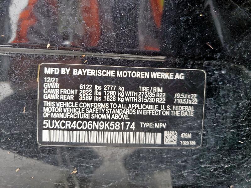 2022 BMW X5 SDRIVE 5UXCR4C06N9K58174