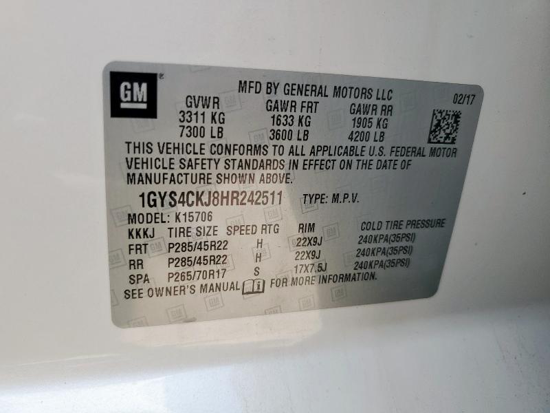 2017 CADILLAC ESCALADE P - 1GYS4CKJ8HR242511