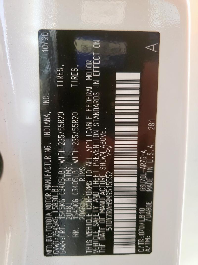2021 TOYOTA HIGHLANDER - 5TDYZRAH9MS515552