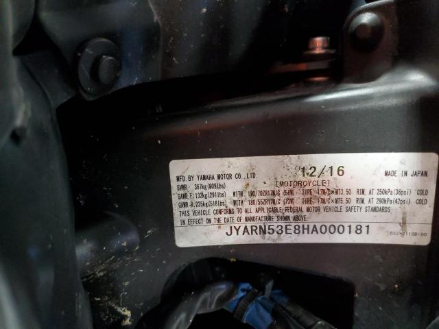 2017 YAMAHA FZ09 JYARN53E8HA000181