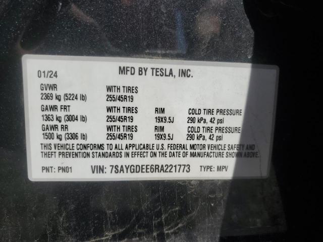 2024 TESLA MODEL Y - 7SAYGDEE6RA221773