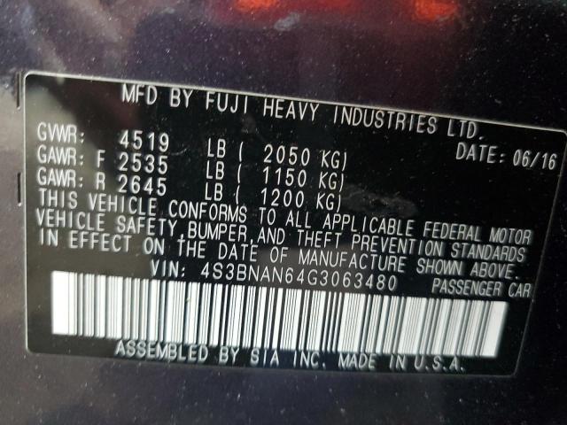 2016 SUBARU LEGACY 4S3BNAN64G3063480