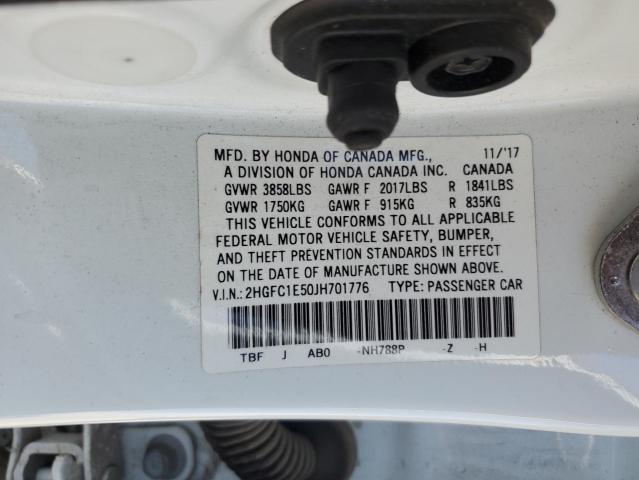 2018 HONDA CIVIC SI 2HGFC1E50JH701776