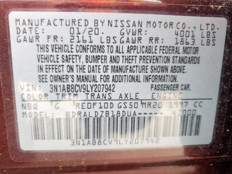 2020 NISSAN SENTRA SV 3N1AB8CV9LY207942