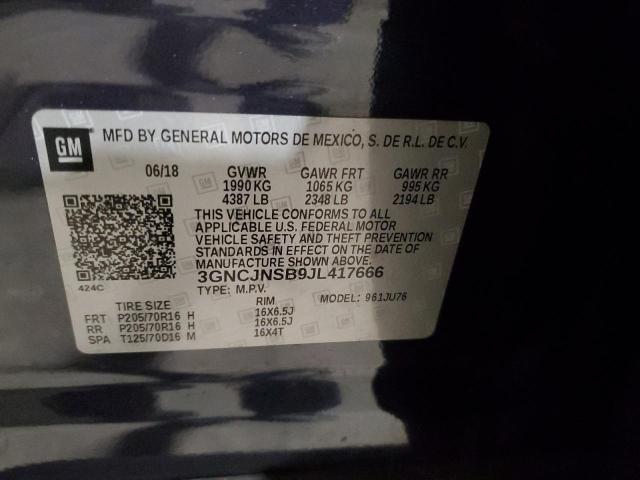 2018 CHEVROLET TRAX LS 3GNCJNSB9JL417666
