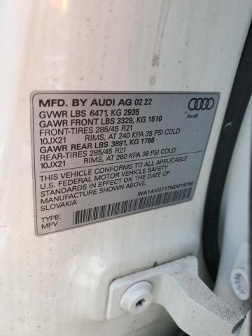 2022 AUDI Q8 PREMIUM WA1AVBF17ND016790
