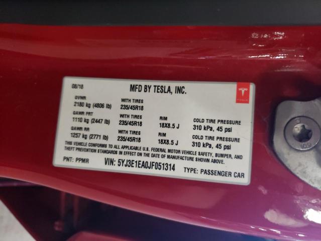 2018 TESLA MODEL 3 - 5YJ3E1EA0JF051314