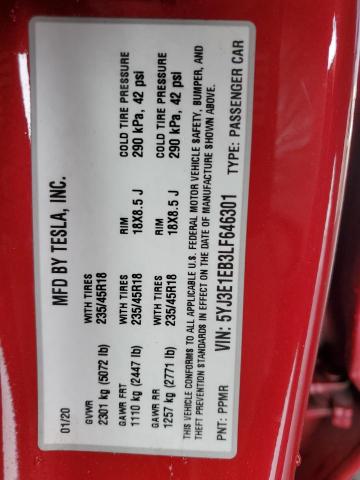 2020 TESLA MODEL 3 - 5YJ3E1EB3LF646301