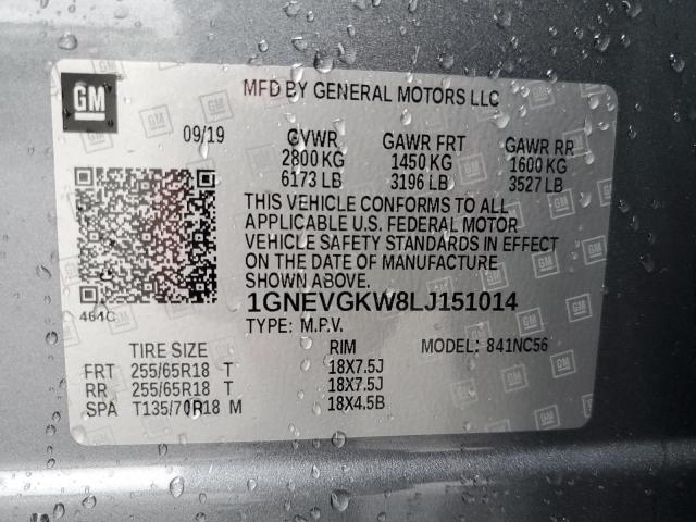 2020 CHEVROLET TRAVERSE L - 1GNEVGKW8LJ151014
