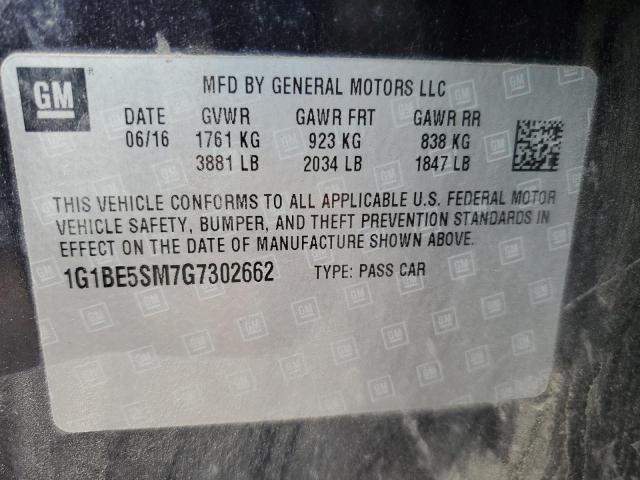 2016 CHEVROLET CRUZE LT - 1G1BE5SM7G7302662