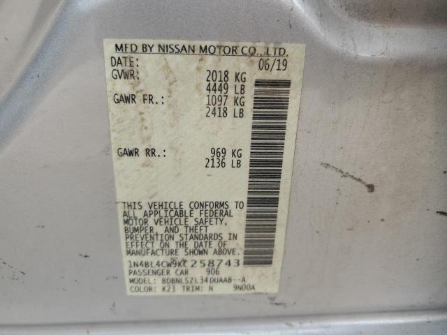 2019 NISSAN ALTIMA SR - 1N4BL4CW9KC258743