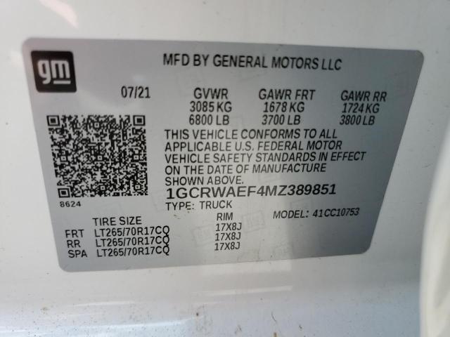 2021 CHEVROLET SILVERADO - 1GCRWAEF4MZ389851