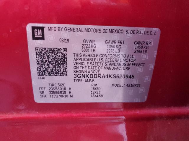 2019 CHEVROLET BLAZER 1LT 3GNKBBRA4KS620945