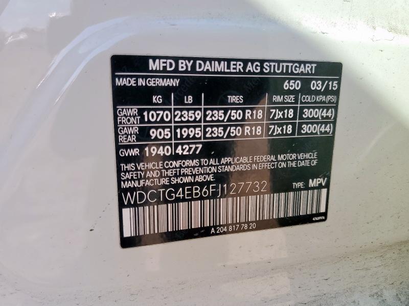 2015 MERCEDES-BENZ GLA 250 - WDCTG4EB6FJ127732