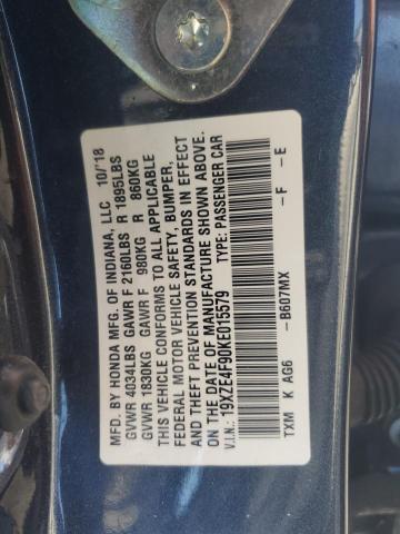 2019 HONDA INSIGHT TO 19XZE4F90KE015579