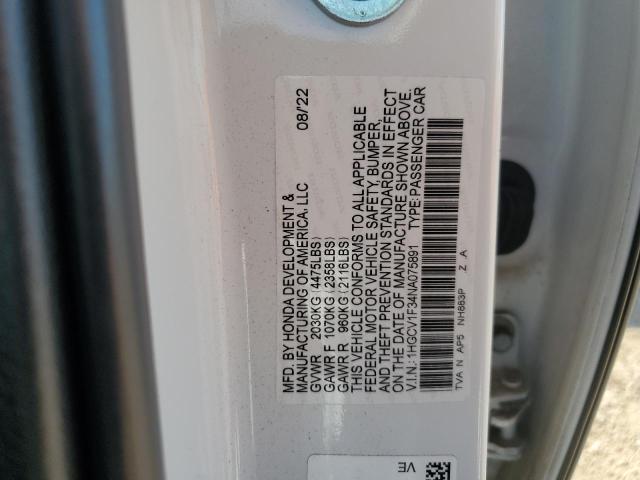 2022 HONDA ACCORD SPO - 1HGCV1F34NA075891