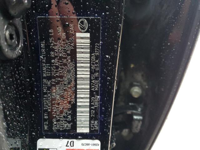 2021 LEXUS ES 250 BAS 58AC11D19MU005705