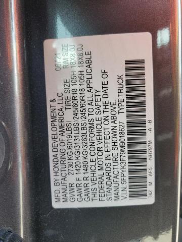 2021 HONDA RIDGELINE - 5FPYK3F79MB018627