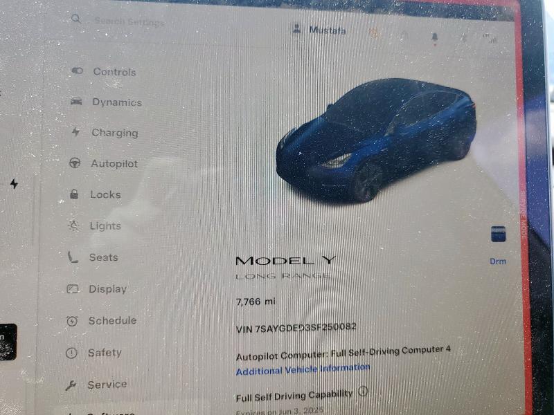 2025 TESLA MODEL Y - 7SAYGDED3SF250082