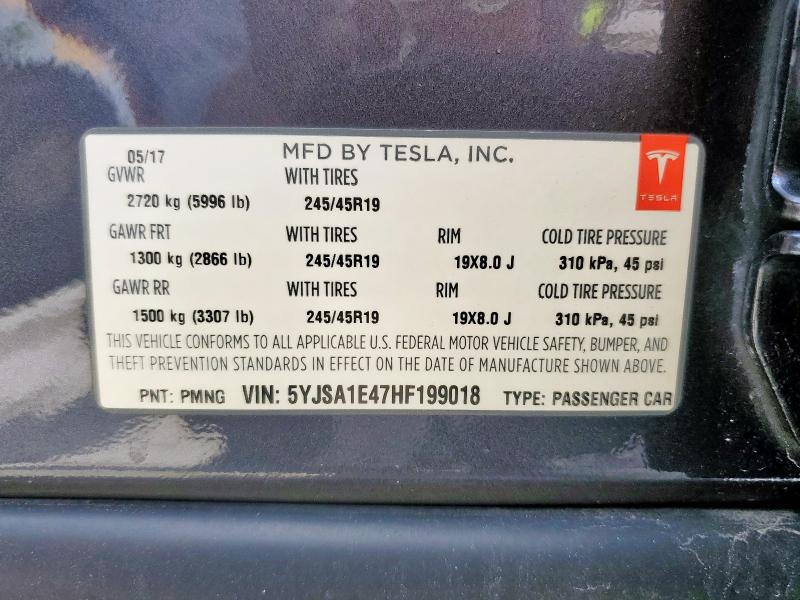2017 TESLA MODEL S 5YJSA1E47HF199018