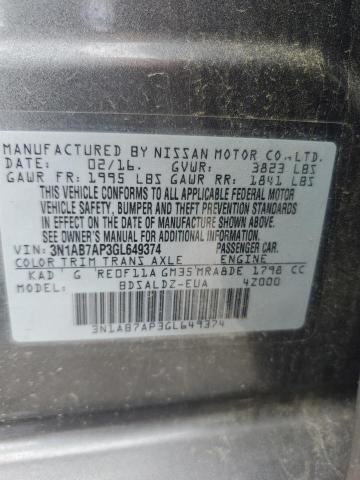 2016 NISSAN SENTRA S - 3N1AB7AP3GL649374