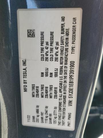 2023 TESLA MODEL 3 5YJ3E1EB1PF391900