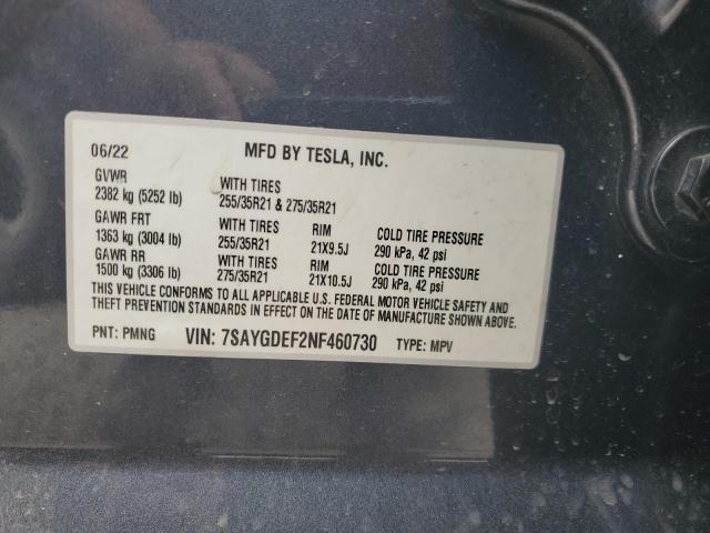 2022 TESLA MODEL Y - 7SAYGDEF2NF460730