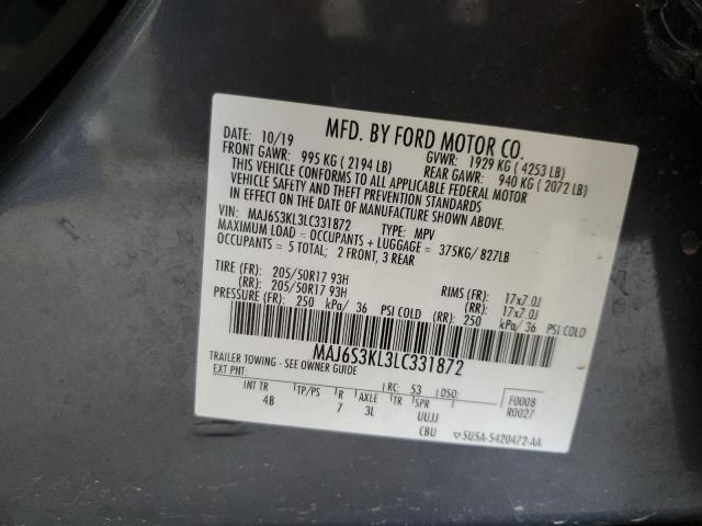 2020 FORD ECOSPORT T MAJ6S3KL3LC331872