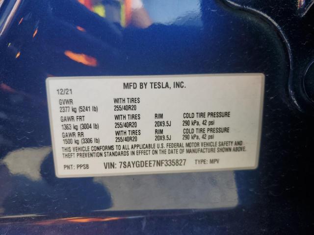 2022 TESLA MODEL Y - 7SAYGDEE7NF335827