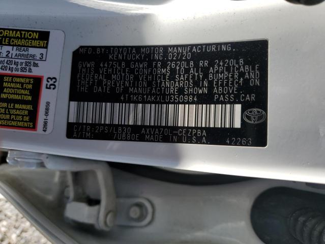 2020 TOYOTA CAMRY XSE 4T1K61AKXLU350984