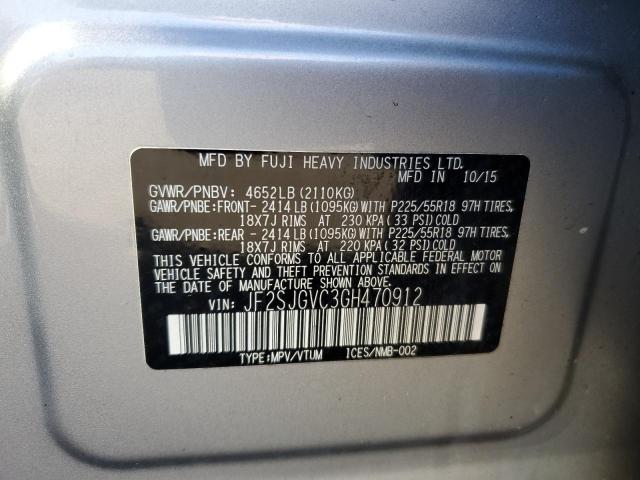 2016 SUBARU FORESTER 2 JF2SJGVC3GH470912