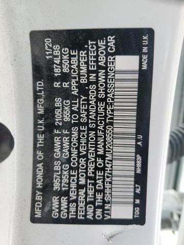 2021 HONDA CIVIC SPOR SHHFK7H47MU208550