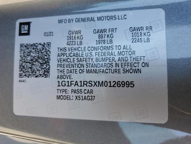 2021 CHEVROLET CAMARO LS 1G1FA1RSXM0126995