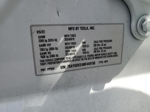 2022 TESLA MODEL Y - 7SAYGDEE4NF449168