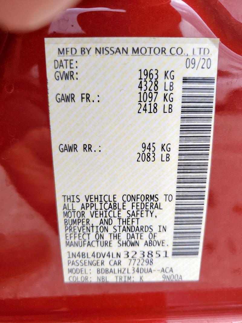 2020 NISSAN ALTIMA SV - 1N4BL4DV4LN323851