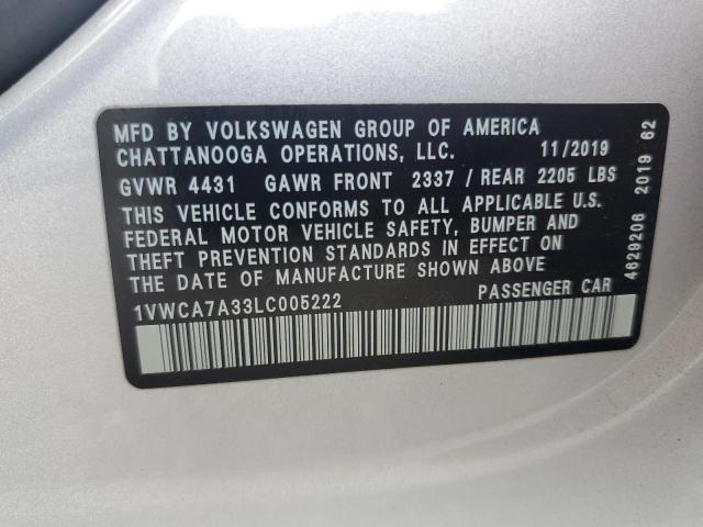 2020 VOLKSWAGEN PASSAT SEL 1VWCA7A33LC005222