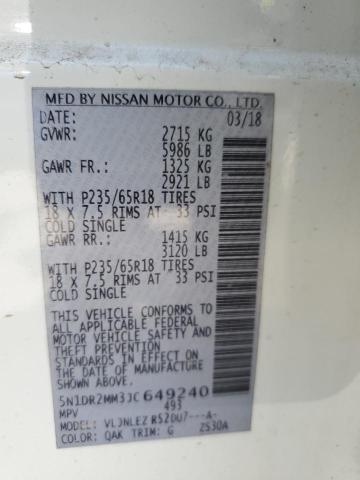 2018 NISSAN PATHFINDER - 5N1DR2MM3JC649240