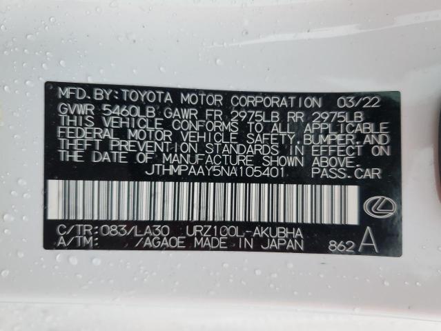 2022 LEXUS LC 500 JTHMPAAY5NA105401