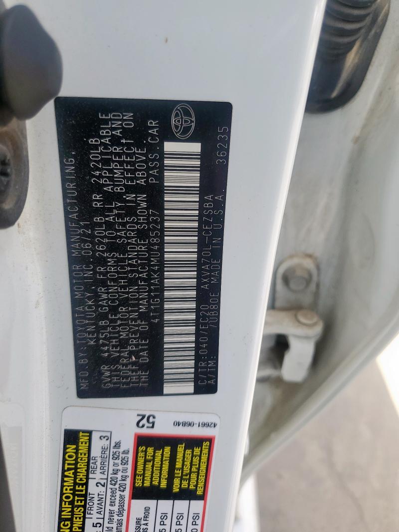 2021 TOYOTA CAMRY SE - 4T1G11AK4MU485237
