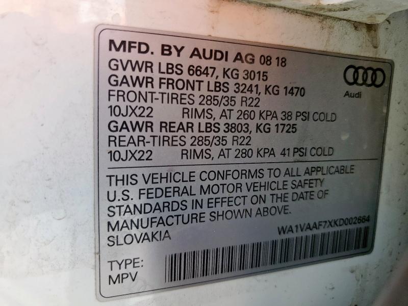 2019 AUDI Q7 PRESTIG - WA1VAAF7XKD002664