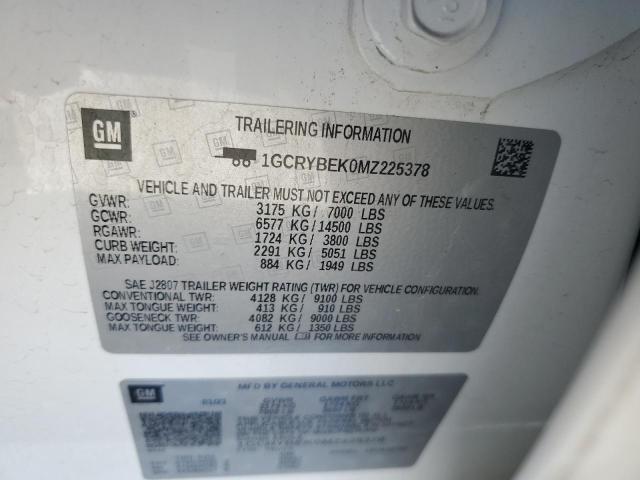2021 CHEVROLET SILVERADO - 1GCRYBEK0MZ225378